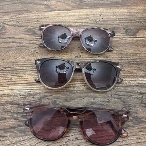 Set of 3 Round Tortoiseshell Sunglasses - Brown & Pink Tones
